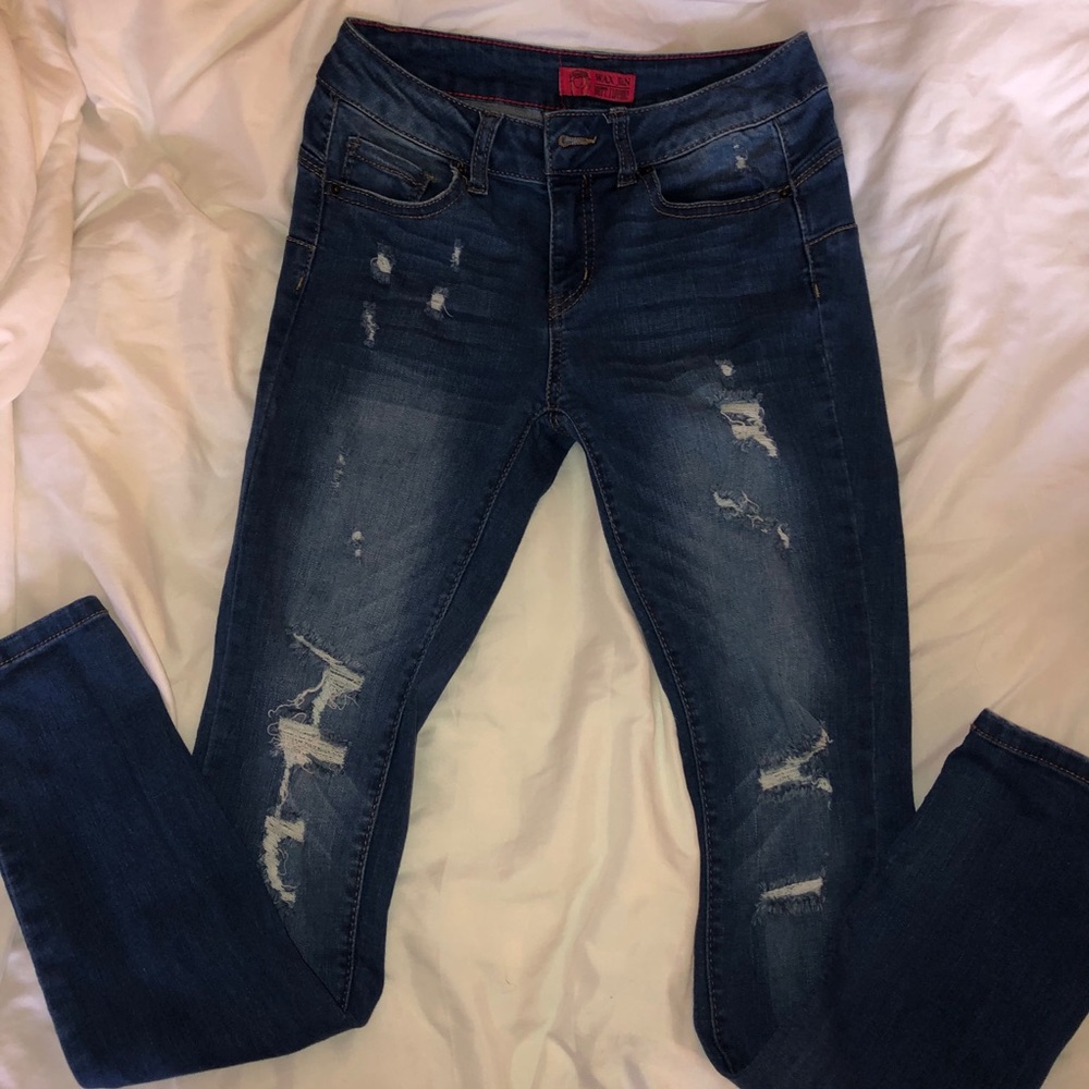 Blue denim Wax Jean Skinny Jeans